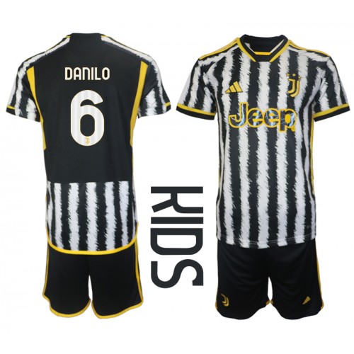 Fotballdrakt Barn Juventus Danilo Luiz #6 Hjemmedraktsett 2023-24 Kortermet (+ Korte bukser)